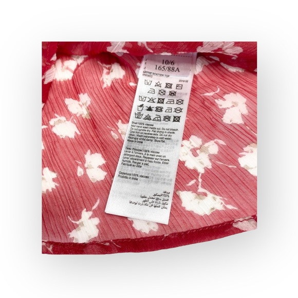 new Allsaints ✿ Off Shoulder Silk Semi Sheer Flowy Print Top ✿ Red Floral ✿ 6 ✿ - Picture 7 of 16